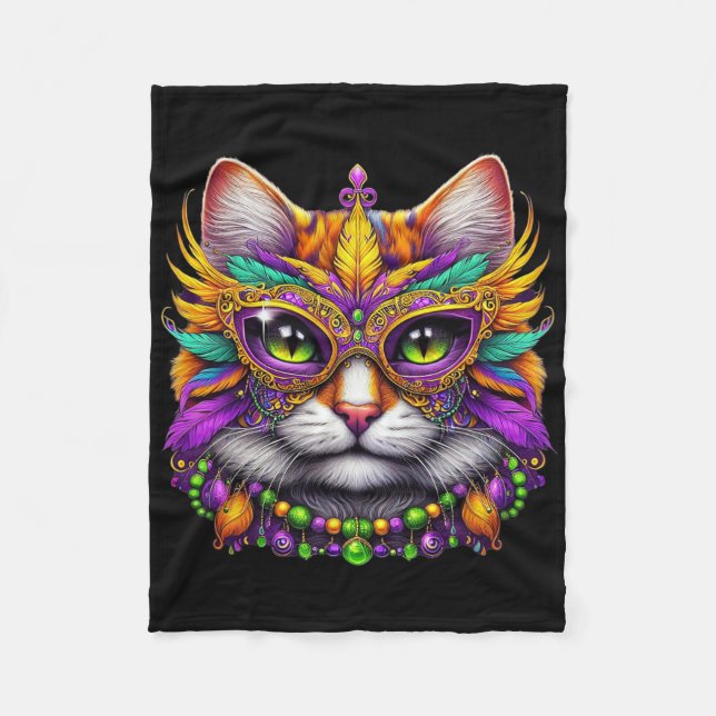 Funny Cat Mardi Gras Funny Mardi Gras Carnival  Fleecedecke (Vorderseite)