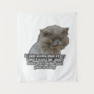 Funny Cat Meme für Kätzchenliebhaber und Katzenbes Wandteppich