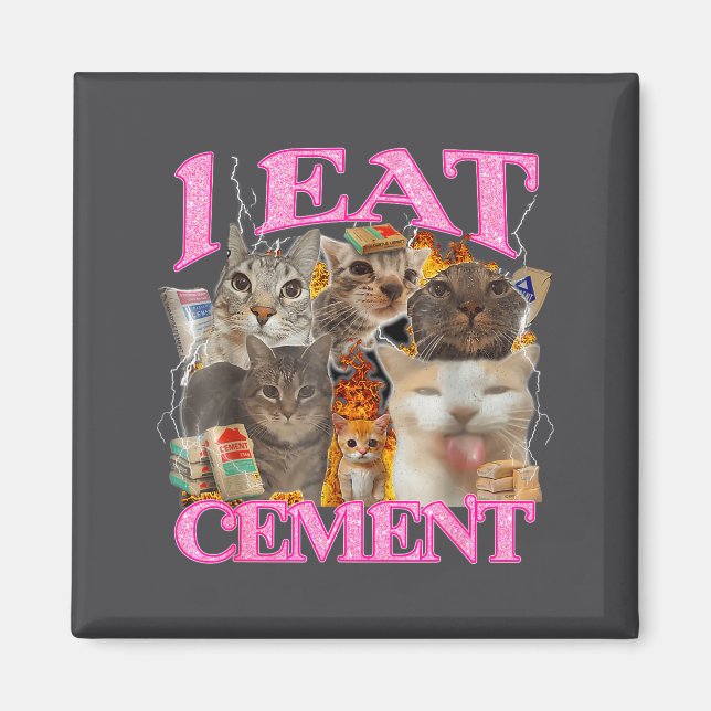 Funny Cat Meme I Eat Cement Japanese Quote Animal  Magnet (Vorne)