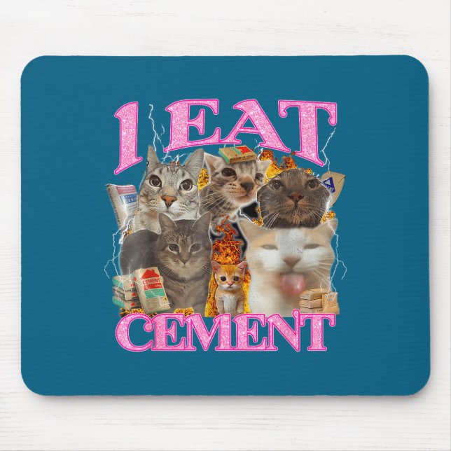 Funny Cat Meme I Eat Cement Japanese Quote Animal  Mousepad (Vorne)
