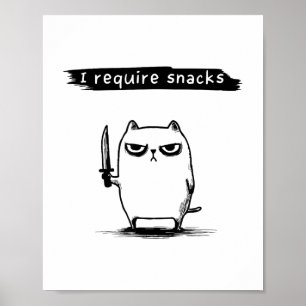 Funny Cat Meme Ich brauche Snacks Design Männer Fr Poster