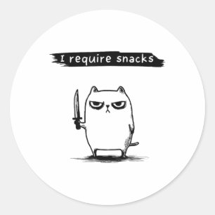 Funny Cat Meme Ich brauche Snacks Design Männer Fr Runder Aufkleber