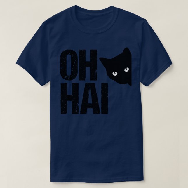Funny Cat Meme Oh Hai T-Shirt (Design vorne)