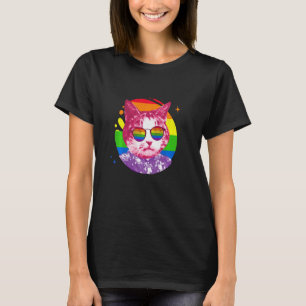 Funny Cat Meme Rainbow Sunglasses Lgbt Pride Liebe T-Shirt