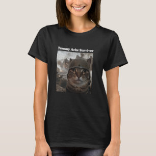 Funny Cat Meme Tummy Ache Survivor Sarcasm Spaß C T-Shirt