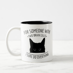 Funny Cat Meme, zwei Gehirnzellen, selbstzerstörer Zweifarbige Tasse