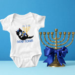 Funny Cat Menorah Dreidel Happy Hanukkah Baby Strampler<br><div class="desc">Funny Cat Menorah Dreidel Happy Hanukkah Baby Bodysuit</div>