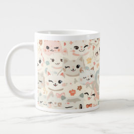 Funny Cat Meow Cartoon Pattern Jumbo-Tasse
