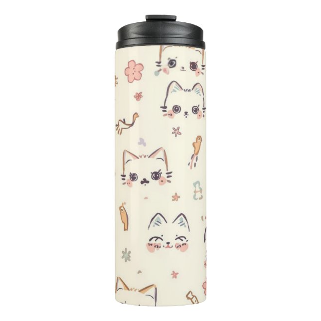 Funny Cat Meow Cartoon Pattern Thermosbecher (Vorderseite)
