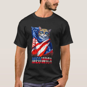 Funny Cat Meowica 4. Juli Männer Frauen Flagge USA T-Shirt