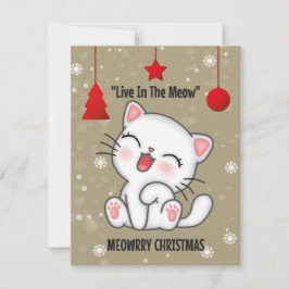 "FUNNY CAT MEOWRY CHRISTMAS" Grußkarten Feiertagskarte