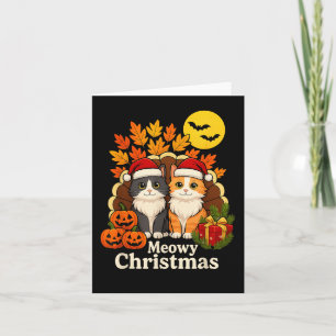 Funny Cat Meowy Christmas - Hallothanksmas Apparel Karte
