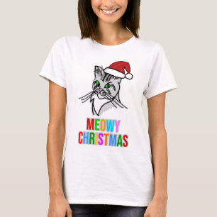 Funny Cat Meowy Weihnachten T-Shirt
