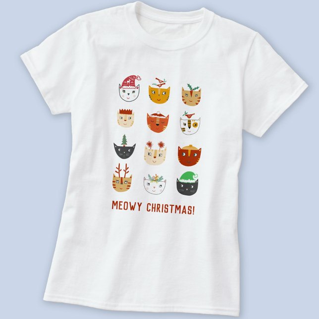 Funny Cat Meowy Weihnachten T-Shirt (Fun Meowy Christmas cat t-shirt)