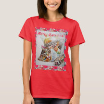 Funny Cat Mercats Weihnachten Rote Frauen T Shirt