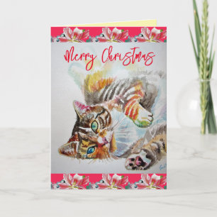 Funny Cat Merry Cats Weihnachtskarte Karte