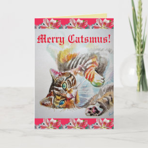 Funny Cat Merry Catsmas Katzen Weihnachtskarte Karte