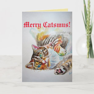 Funny Cat Merry Catsmas Katzen Weihnachtskarte Karte