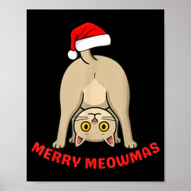Funny Cat Merry Meowmas Xmas Lover Men Women Kids  Poster (Vorne)