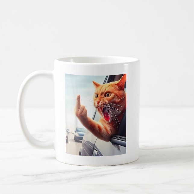 Funny Cat Middle Finger Unglaublich witzig Katze i Kaffeetasse (Links)