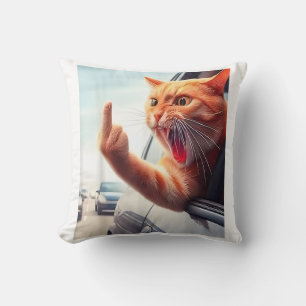 Funny Cat Middle Finger Unglaublich witzig Katze i Kissen
