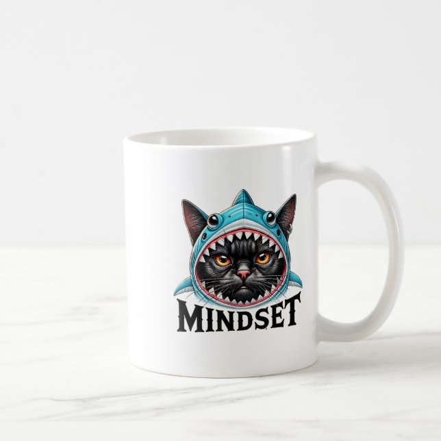 Funny Cat, Mindset Motivational Saying, Shark  Kaffeetasse (Rechts)