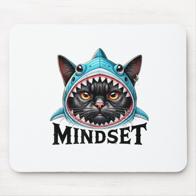 Funny Cat, Mindset Motivational Saying, Shark  Mousepad (Vorne)
