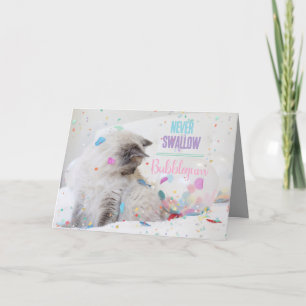 Funny Cat mit Bubblegum Blase glücklich Geburtstag Karte