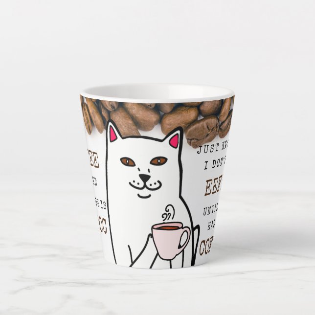 Funny Cat mit Coffee Cup und Words-Tasse Milchtasse (Vorderseite)