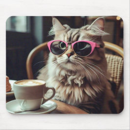 Funny Cat mit Coffee Mouse Pad Mousepad