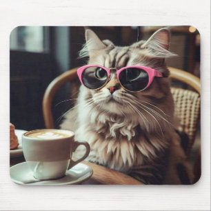 Funny Cat mit Coffee Mouse Pad Mousepad