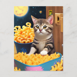 Funny Cat mit Pasta Postkarte