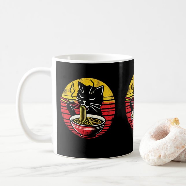 Funny Cat mit Ramen Bowl Hauseigentümer & Cat Lieb Kaffeetasse (Mit Donut)