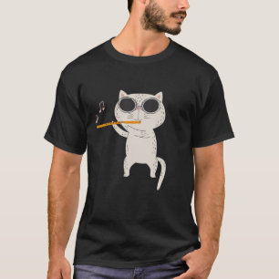 Funny Cat mit Sonnenbrille und Flute spielen T-Shirt