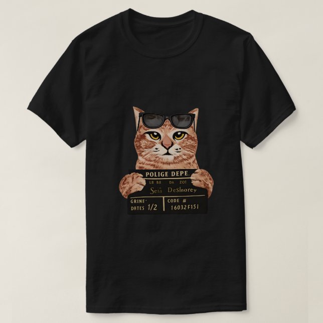 Funny Cat Mugshot Police tshirt (Design vorne)