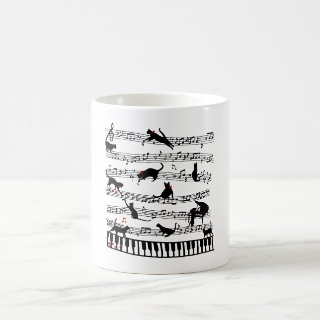 Funny Cat Musiknote, Geschenk für Piano Player, Mu Kaffeetasse (Mittel)