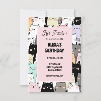 Funny Cat Muster Geburtstag Einladung