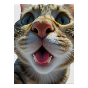 Funny Cat Nah-Up   Goofy Niedlich Chat Art Poster