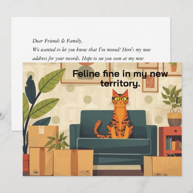 Funny Cat New Zuhause Moving Ankündigung (Vorne/Hinten)