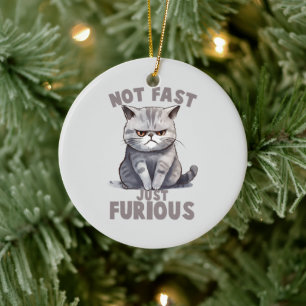 Funny Cat - nicht schnell, nur wütend Keramik Ornament