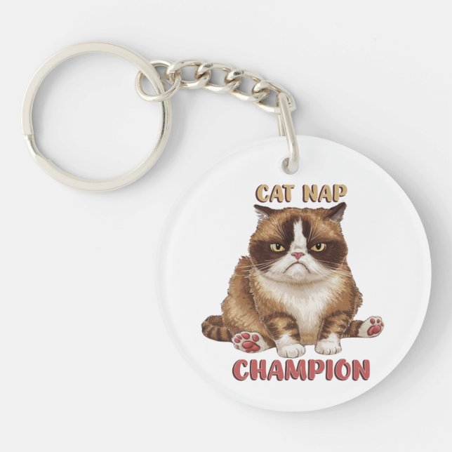 Funny Cat Nickerchen Champion Schlüsselanhänger (Vorderseite)