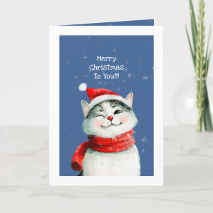 Funny Cat Niedlich Frohe Weihnachtskarte Feiertagskarte