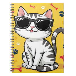 Funny Cat Notebook Cartoon Katze mit Sonnenbrille Notizblock