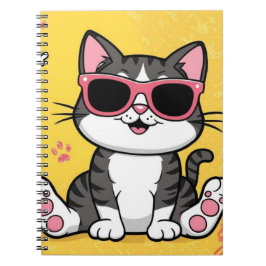Funny Cat Notebook Cartoon Katze mit Sonnenbrille Notizblock
