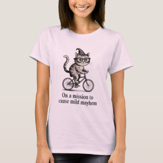 Funny Cat on Bike - Vintag Mischvous Kitesurf T-Shirt