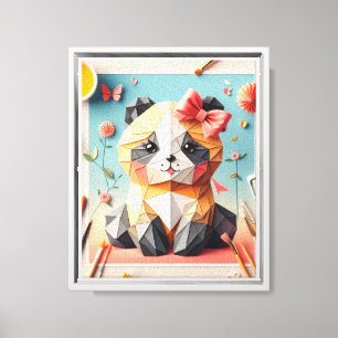 Funny Cat origami WALL ART Leinwanddruck