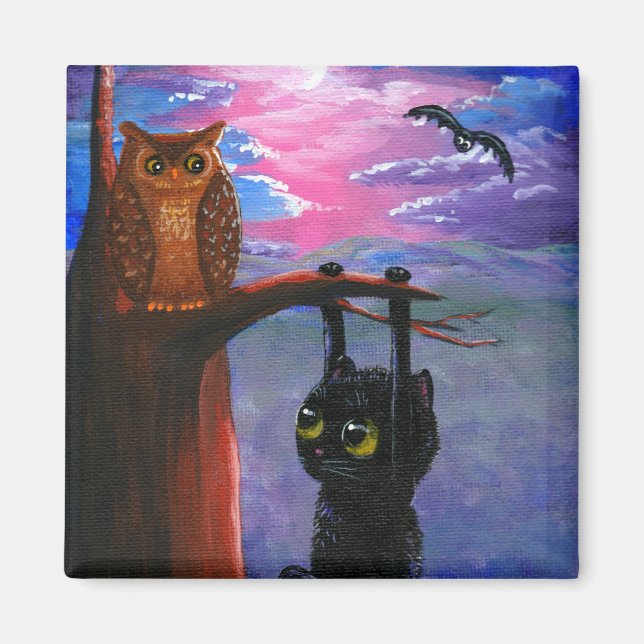 Funny Cat Owl Creationarts Magnet (Vorne)