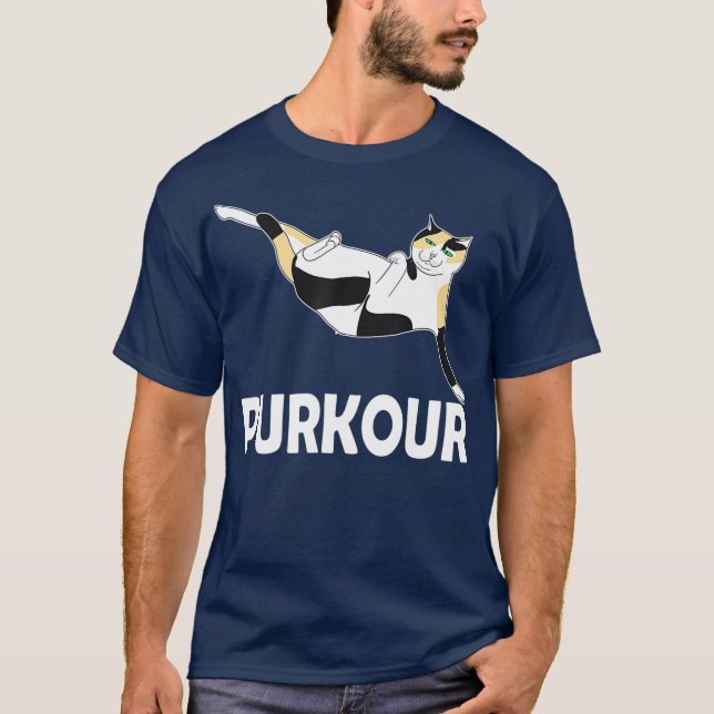 Funny Cat Parkour Purkour Men Frauen Kindergeschen T-Shirt (Vorderseite)