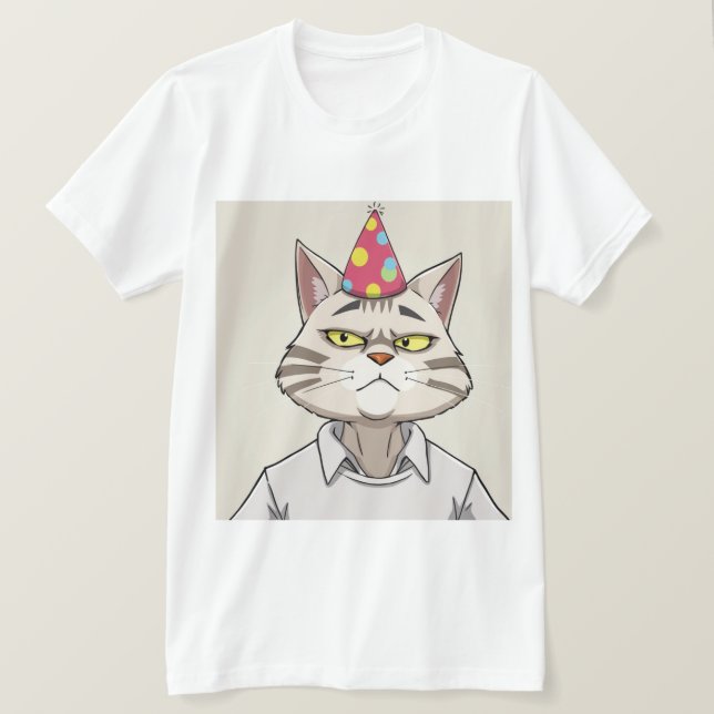 Funny Cat Party Hat T - Shirt - Snarky (Design vorne)