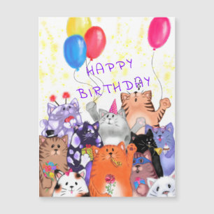 Funny Cat Party Magnetic Birthday Card Magnetkarte